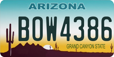 AZ license plate BOW4386