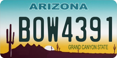 AZ license plate BOW4391