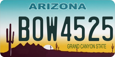AZ license plate BOW4525