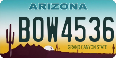 AZ license plate BOW4536