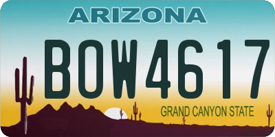 AZ license plate BOW4617