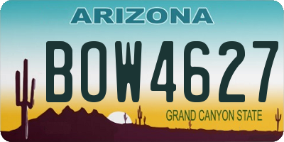 AZ license plate BOW4627