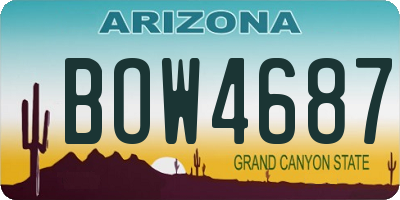 AZ license plate BOW4687