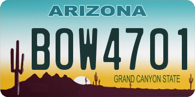 AZ license plate BOW4701