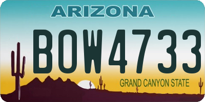 AZ license plate BOW4733