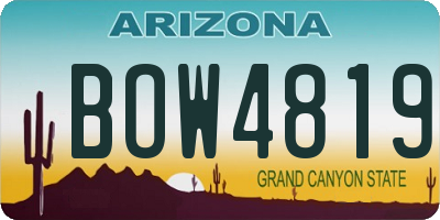 AZ license plate BOW4819