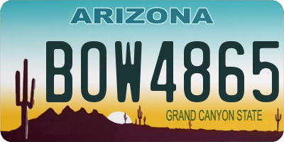 AZ license plate BOW4865