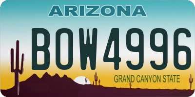 AZ license plate BOW4996