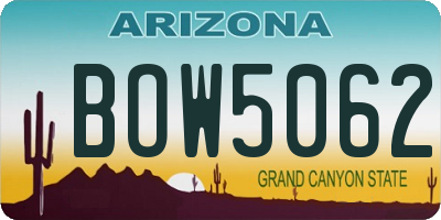 AZ license plate BOW5062