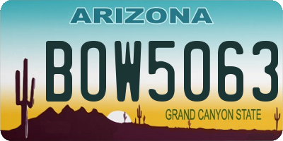 AZ license plate BOW5063