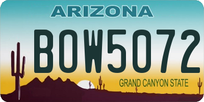 AZ license plate BOW5072