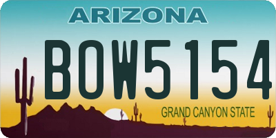 AZ license plate BOW5154