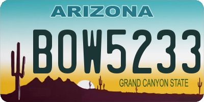AZ license plate BOW5233