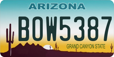 AZ license plate BOW5387
