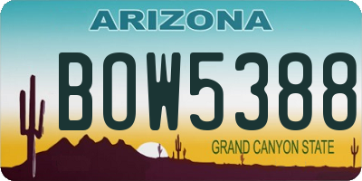 AZ license plate BOW5388
