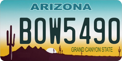 AZ license plate BOW5490