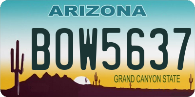 AZ license plate BOW5637