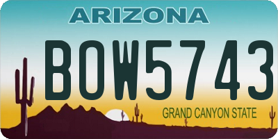 AZ license plate BOW5743