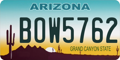 AZ license plate BOW5762