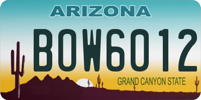 AZ license plate BOW6012