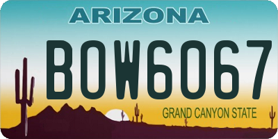 AZ license plate BOW6067