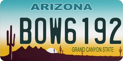 AZ license plate BOW6192