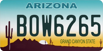 AZ license plate BOW6265