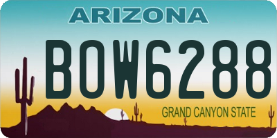 AZ license plate BOW6288