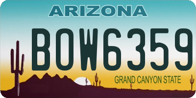 AZ license plate BOW6359