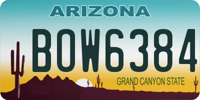 AZ license plate BOW6384