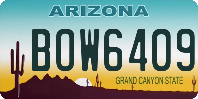 AZ license plate BOW6409