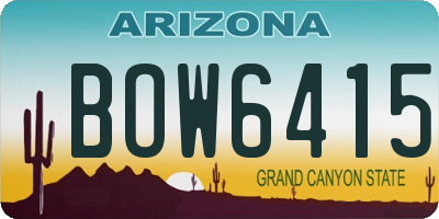 AZ license plate BOW6415