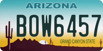 AZ license plate BOW6457
