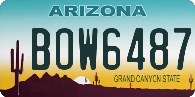 AZ license plate BOW6487