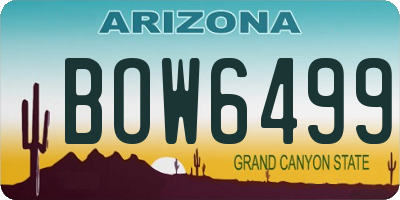 AZ license plate BOW6499
