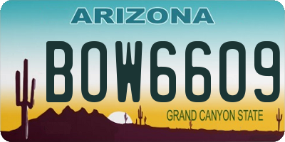 AZ license plate BOW6609