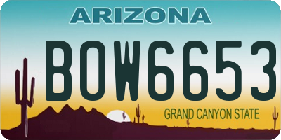 AZ license plate BOW6653
