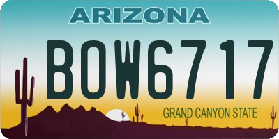 AZ license plate BOW6717