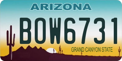 AZ license plate BOW6731
