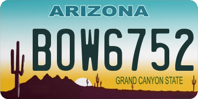 AZ license plate BOW6752