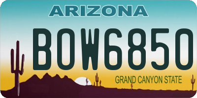 AZ license plate BOW6850