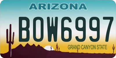 AZ license plate BOW6997