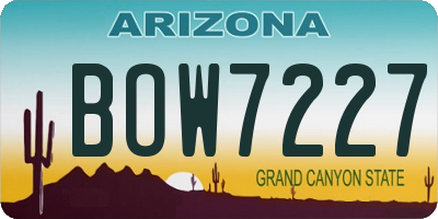 AZ license plate BOW7227