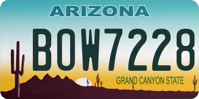 AZ license plate BOW7228