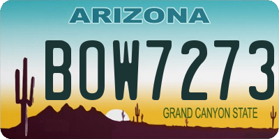 AZ license plate BOW7273