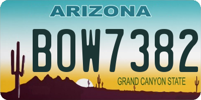 AZ license plate BOW7382