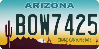 AZ license plate BOW7425