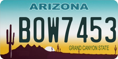 AZ license plate BOW7453