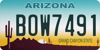 AZ license plate BOW7491