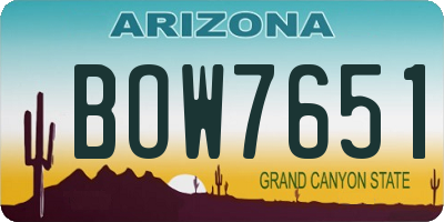 AZ license plate BOW7651
